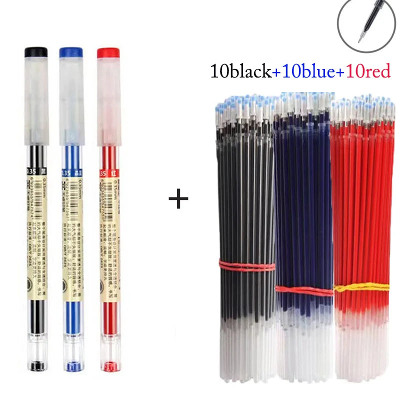 Fine Point Gel Pen - 0.35mm Black Blue Red Ink Ballpoint Pen for School & Office Writing