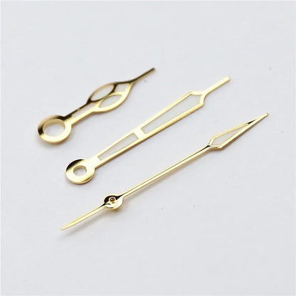 High-Quality Vintage Watch Hands - Polished BGW9 & C3 Luminescent Blue/Green Pointer for Seiko NH35/NH36 Movement Conversion