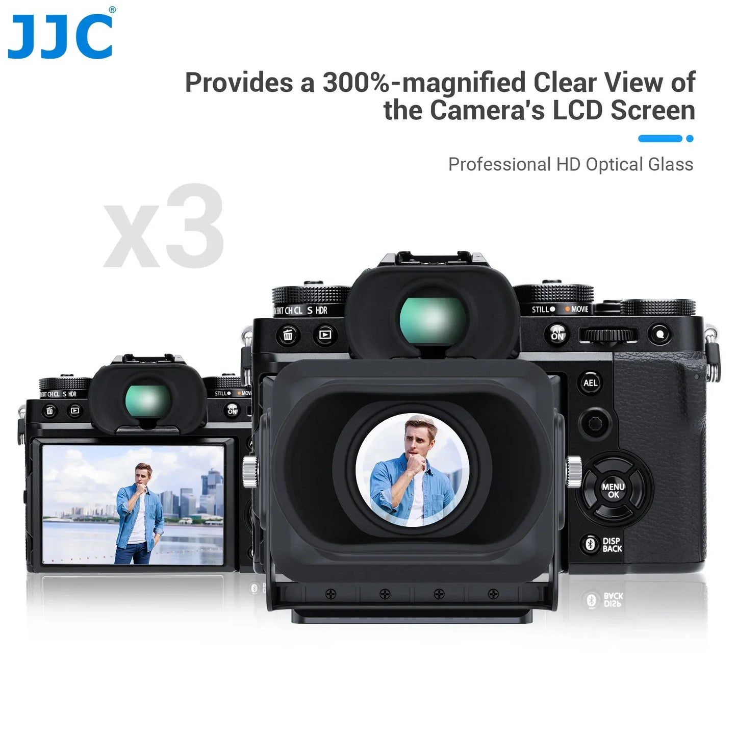 JJC 3X LCD Viewfinder Extender – Collapsible Eyecup for 3.0" Screen, Compatible with Nikon Z30, Sony ZV-1, RX100 & Canon G7X