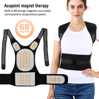 Tourmaline Magnetic Heated Vest — Self-Heating Thermal Waist Brace & Lumbar Support Corset for Posture Correction and Pain Relief