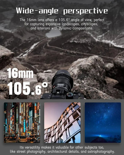 Viltrox AF 16mm F1.8 FE Wide Angle Fisheye Lens – Full Frame Camera Lens for Sony E Mount A7II, A7III, A7IV, A7SIII, A7RV, ZVE1