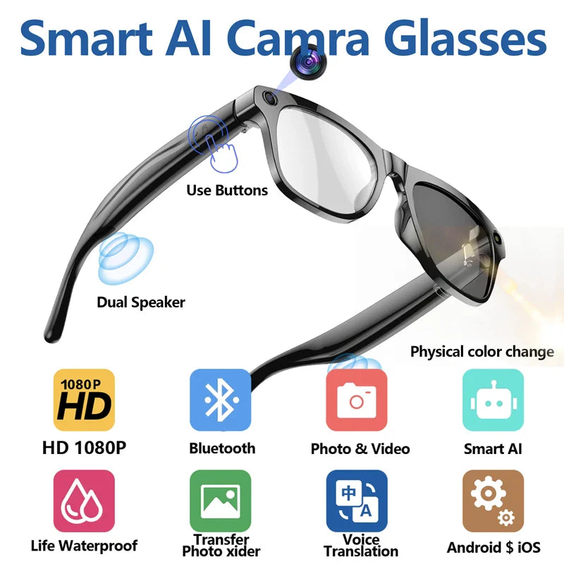 Xiaomi Mijia 4K HD AI Smart Glasses — Color Changing with 100MP Camera, Bluetooth Call & Voice Assistant Control