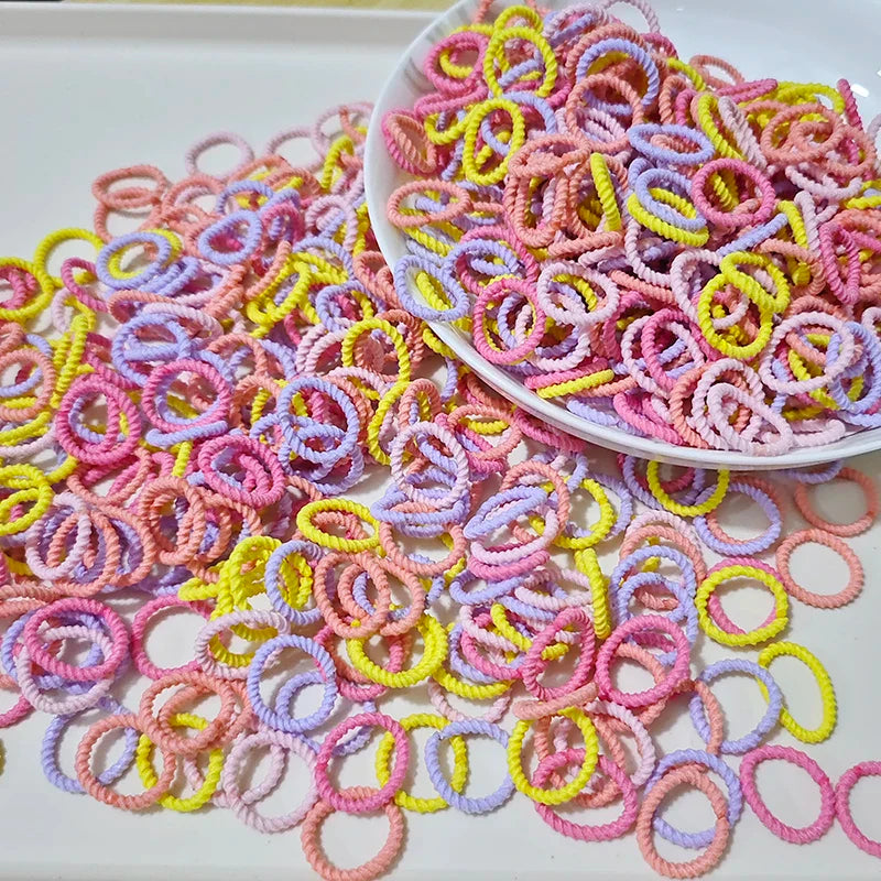[100 Pack] Baby Rubber Bands - High Elastic, Seamless Thumb Rings for Toddlers, Gentle on Hair Scrunchies Set