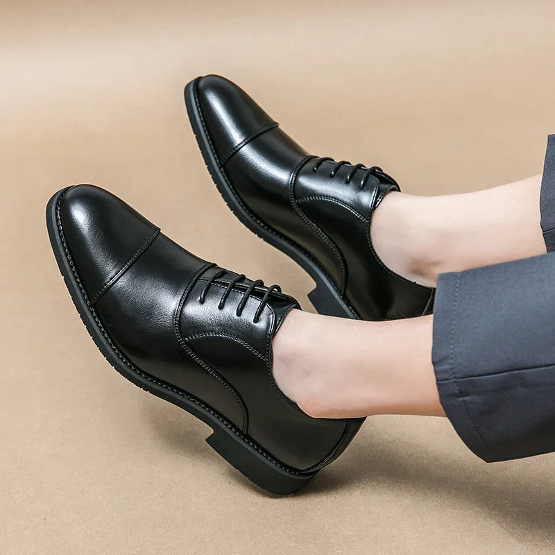 Men’s Luxury Leather Dress Shoes — Comfortable Pointed Business & Wedding Shoes Black
