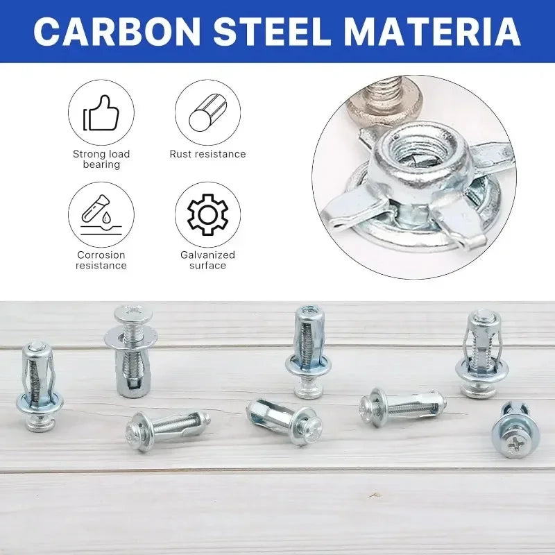 40/4Pcs Jack Nut Expansion Petal Screw Anchors Plugs Curtain Clamp Rivet Lock Bolt Wall Fasteners