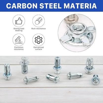 40/4Pcs Jack Nut Expansion Petal Screw Anchors Plugs Curtain Clamp Rivet Lock Bolt Wall Fasteners