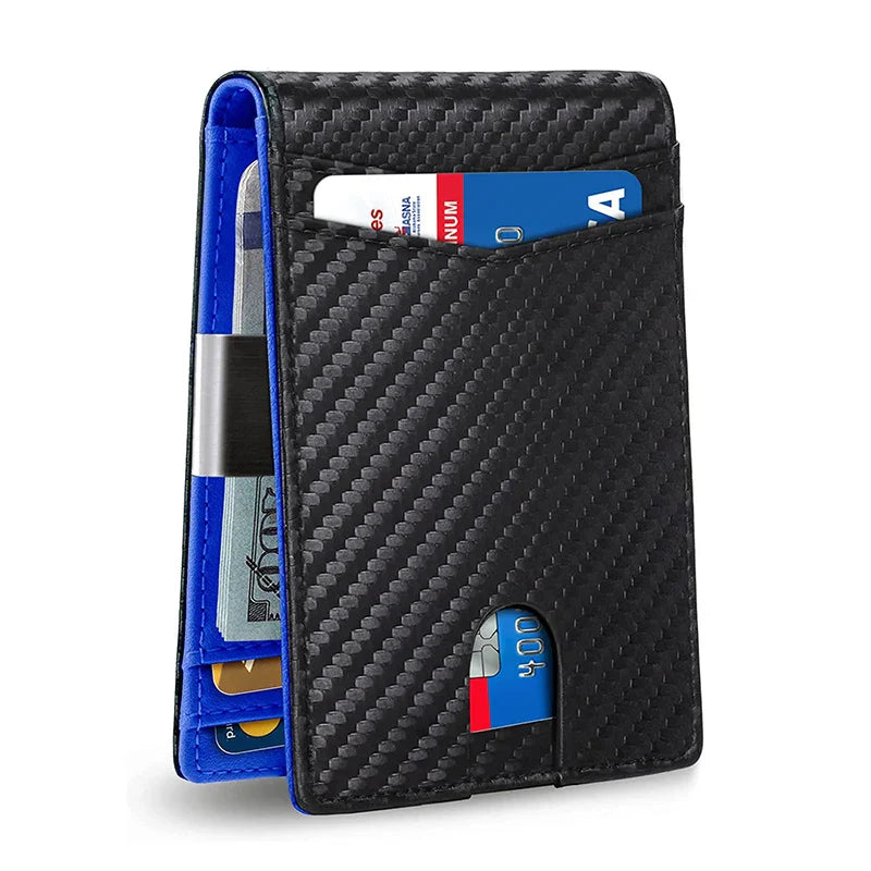 RFID Carbon Fiber Slim Wallet for Men – Luxury Money Bag, Thin Card Holder, Small Short Billfold Purse
