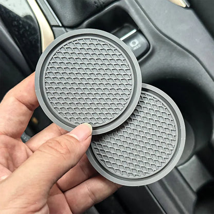 2PCS Non-Slip Car Cup Holder Mats – Round Heat-Resistant Drink Pad Coasters for Interior Auto Decoration Accessories