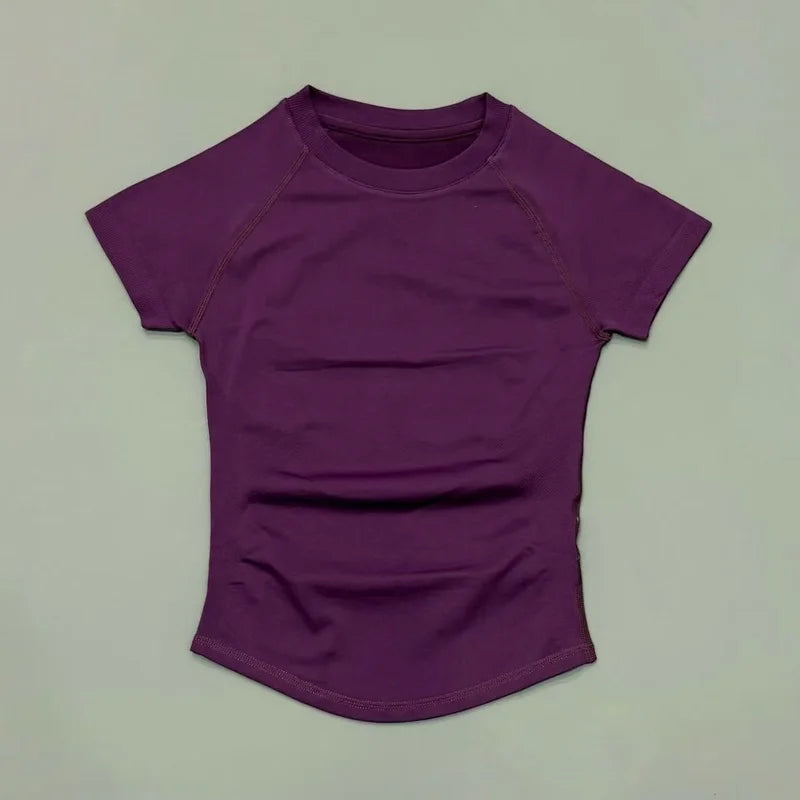 Women’s Seamless Sports Top – Short Sleeve Slim Fit Yoga & Gym Running Fitness Activewear T-Shirt Athletic Workout Tee