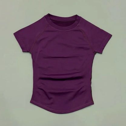 Women’s Seamless Sports Top – Short Sleeve Slim Fit Yoga & Gym Running Fitness Activewear T-Shirt Athletic Workout Tee