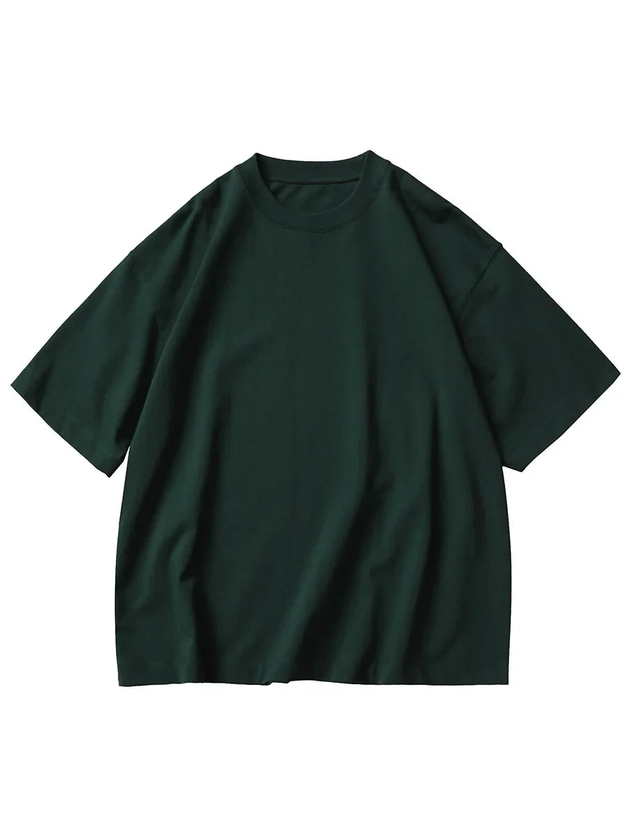 Heavy Cotton Oversized Men’s T-Shirt – 320g Solid Color Drop Shoulder Short Sleeve