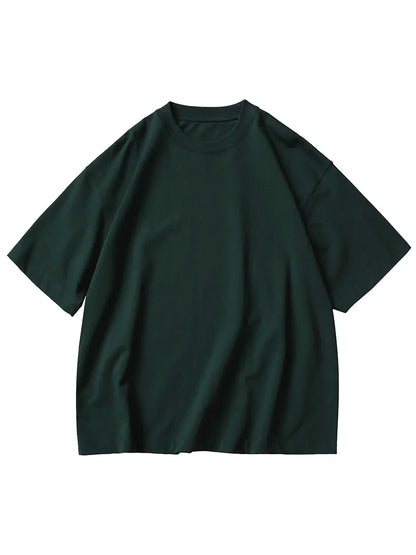 Heavy Cotton Oversized Men’s T-Shirt – 320g Solid Color Drop Shoulder Short Sleeve