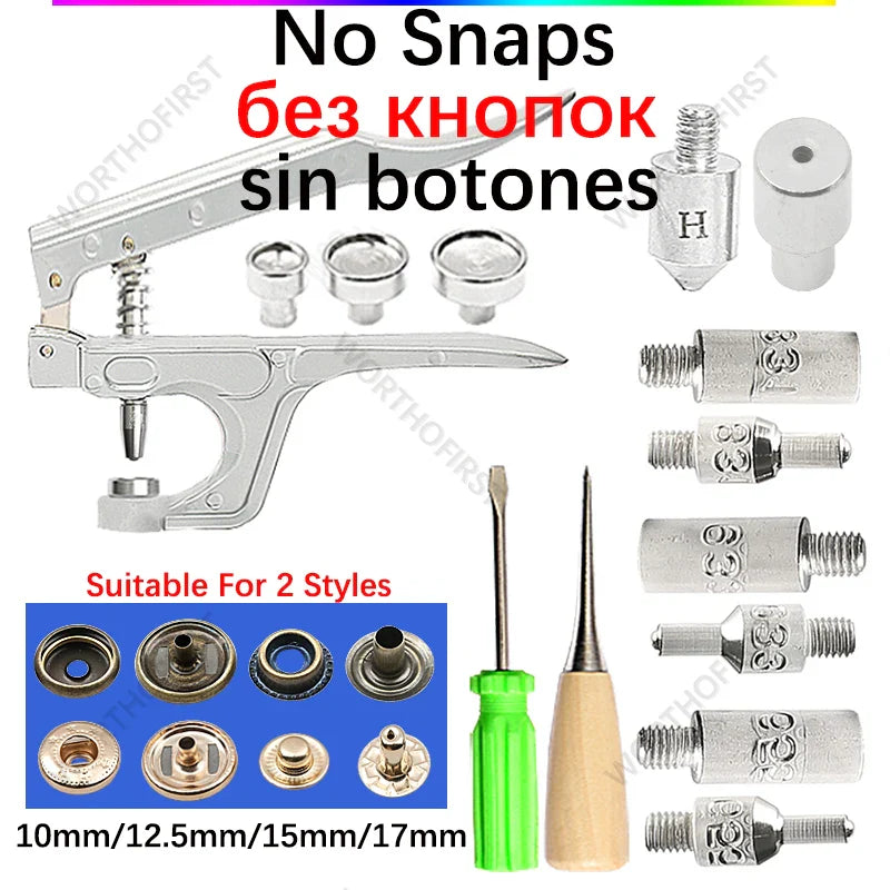 Metal Snap Fasteners Button Kit with Installation Pliers – Sewing Accessories for Jackets, Clothing & Leather Craft