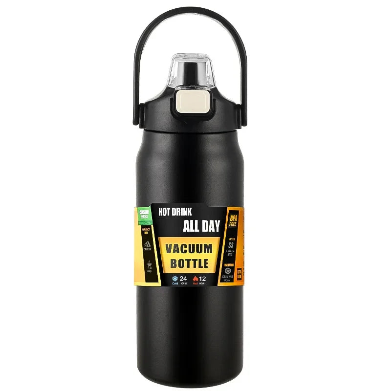 Outdoor Stainless Steel Thermos Bottle – 304 Vacuum Insulated Travel Mug with Straw, Hot & Cold Sports Water Tumbler Portable Flask