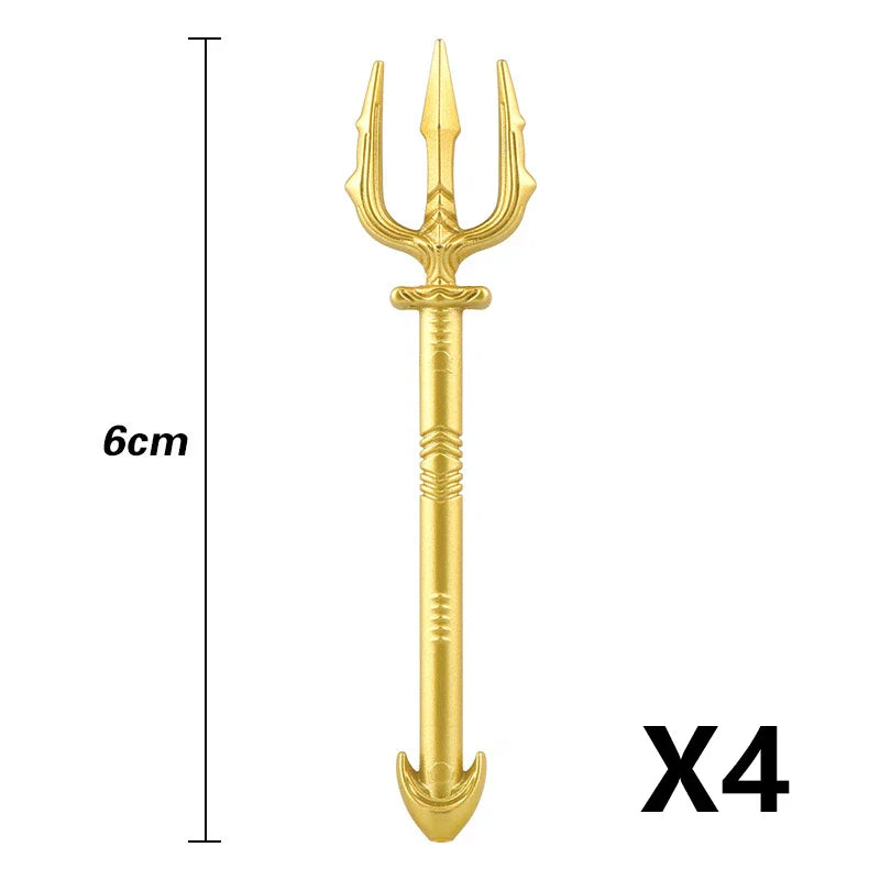 Medieval Figure Weapons Building Blocks Kit – King Sword, Lion Shield, Trident & Double-Edged Axe Battle Toy