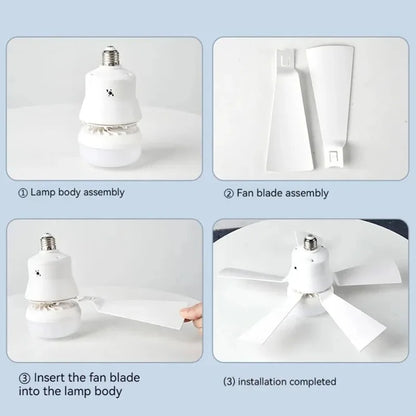 30W E27 Ceiling Fan Light with Remote - LED Dimming Function, Intelligent Silent Fan for Bedroom & Living Room