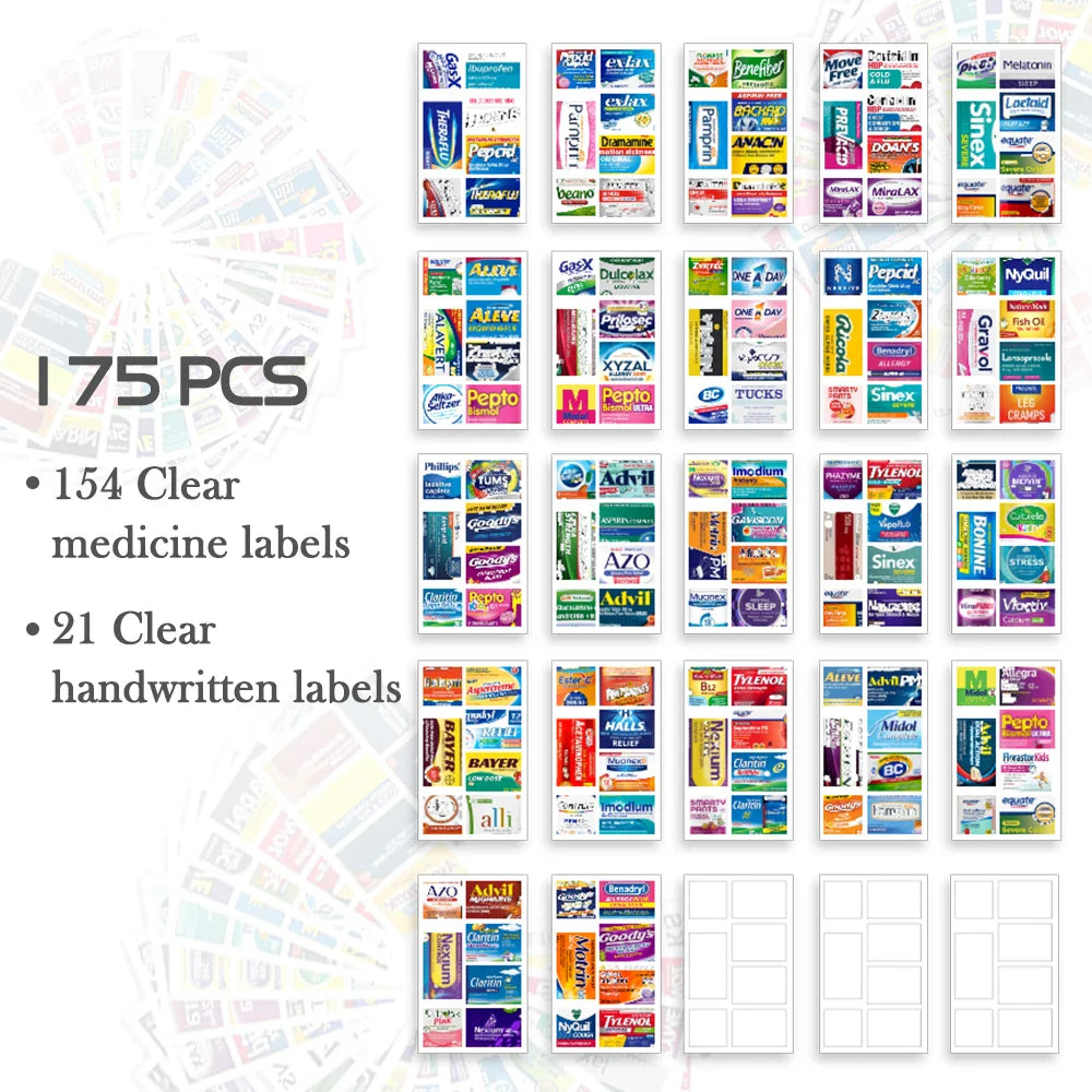 10-Grid Pill Organizer Box with 175 Labels – Mini Medicine Storage for Travel & Daily Use