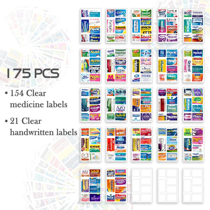 10-Grid Pill Organizer Box with 175 Labels – Mini Medicine Storage for Travel & Daily Use