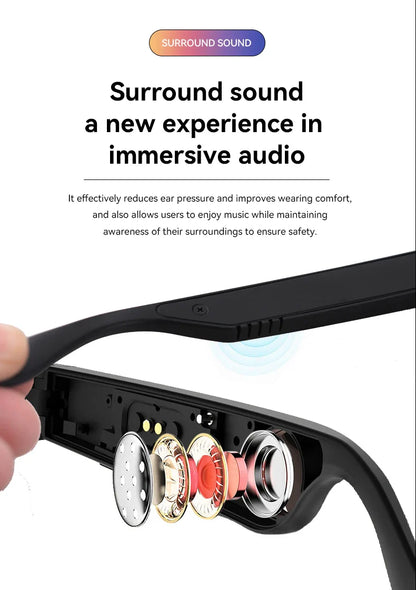 Smart Bluetooth Sunglasses for Men — Touch Control, Music & Calls, Remote Camera, Stereo Mic, AI Voice Assistant for Android & iOS