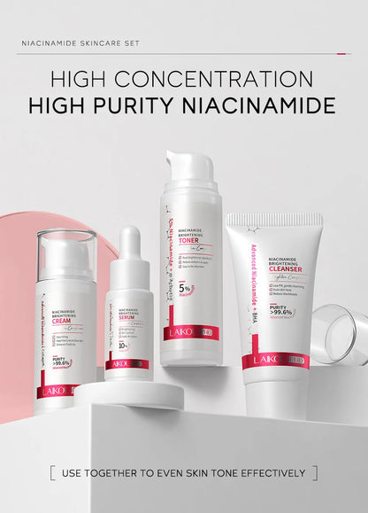 Niacinamide Skin Care Set – Oil Control, Anti-Wrinkle & Whitening Face Serum, Cream, Toner 4-Piece Kit