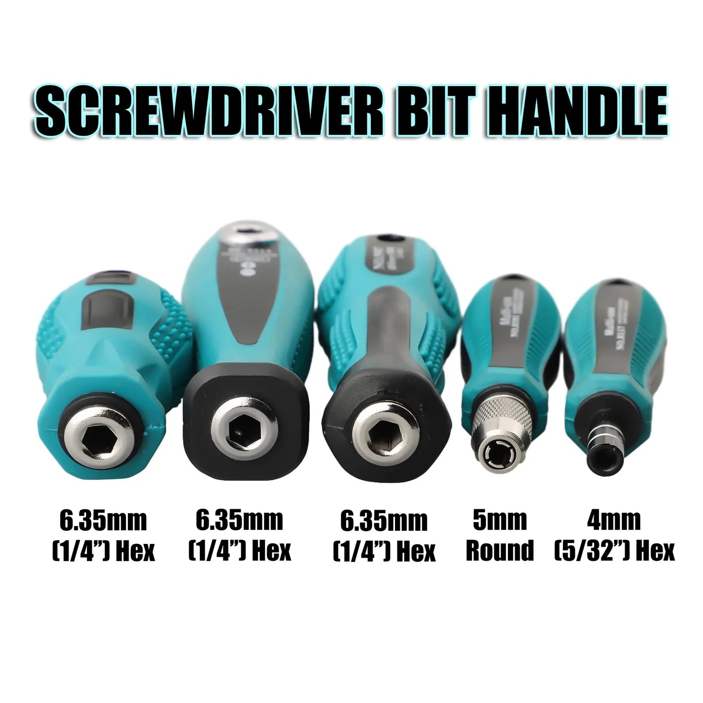 Multi-Purpose Screwdriver Bit Handle with 4mm, 5mm & 6.35mm Hex Adapter