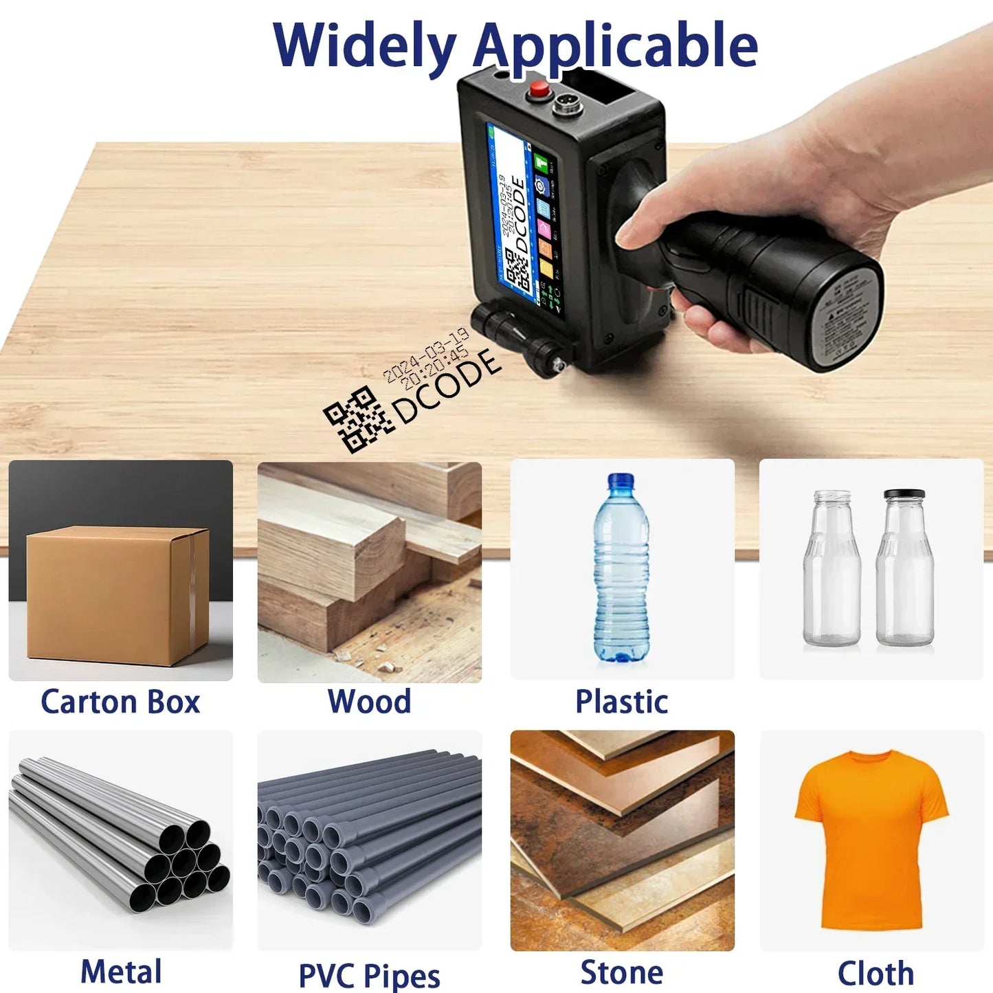 DCODE 1750PLUS Handheld Inkjet Printer – Portable 12.7/25.4mm QR Code, Barcode, Text, Date & Batch Number Printing Machine, Label Coding Device