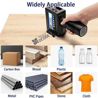 DCODE 1750PLUS Handheld Inkjet Printer – Portable 12.7/25.4mm QR Code, Barcode, Text, Date & Batch Number Printing Machine, Label Coding Device