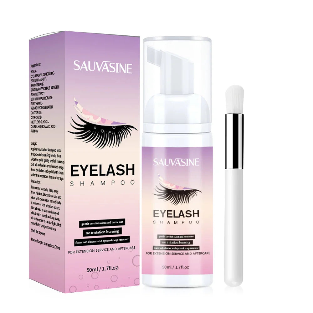 50ml Lanthome Eyelash Extension Shampoo Foam – Deep Clean Eyelid Cleanser for Makeup Tools, Mascara Remover, Salon & Home Use