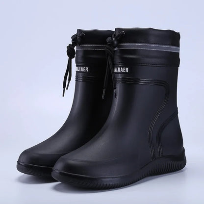 Men’s & Women’s High-End Rain Boots – Waterproof, Non-Slip Short & Mid-Calf Rubber Boots with Drawstring