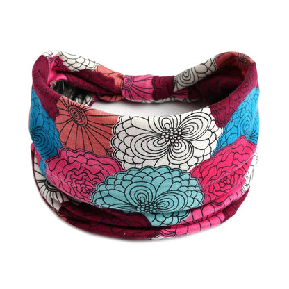 Bohemian Wide Cotton Stretch Headband for Women – Turban Headwrap, Bandage Hairband, Bandana Hair Accessories