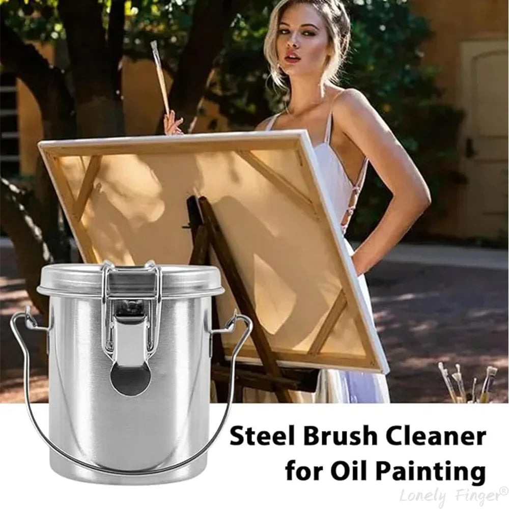 Stainless Steel Airtight Paint Brush Washer & Cleaner with Strainer Lid – Portable Brush Cleaning Container
