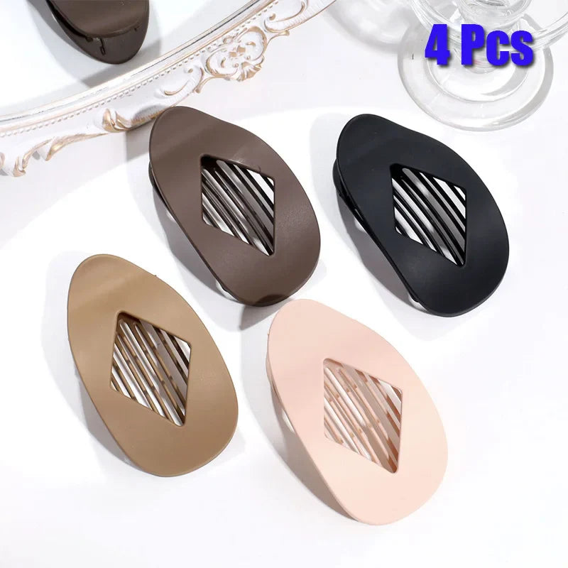 Women’s Fashion Oval Leopard Flat Hair Claw Clip – Acrylic Matte Curved Barrettes for Stylish Everyday Hair Styling Accessories