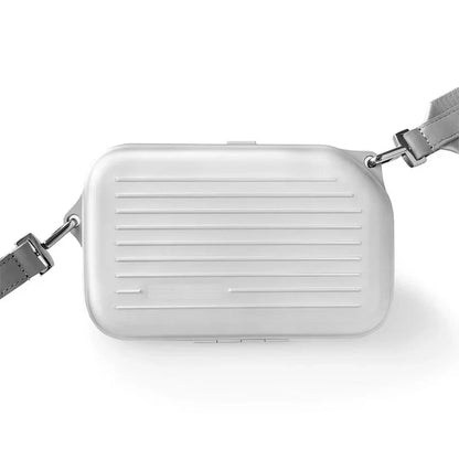 2025 RMWA Light Luxury Single-Shoulder Crossbody Bag — Vertical Aluminum-Magnesium Alloy Travel Bag, Silver Stylish Luggage