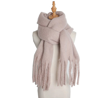 Luxury Women’s Winter Scarf – Cashmere Pashmina Shawl Wrap, Thick Soft Solid Tassel Scarf Long Stole