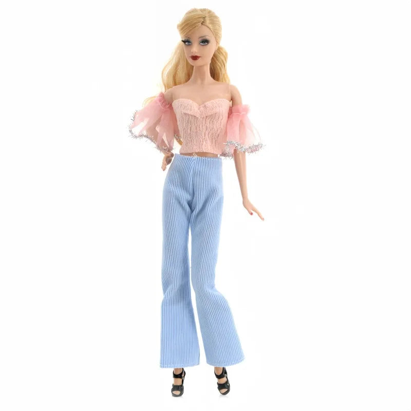 Fashion Doll Clothes for Barbie – Casual Dress, Pants & Trousers Outfit Accessories for Girls Gift Toy