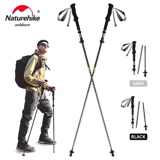 Naturehike Lightweight Trekking Poles – Carbon Fiber & Aluminum Alloy Folding Walking Sticks for Hiking & Climbing