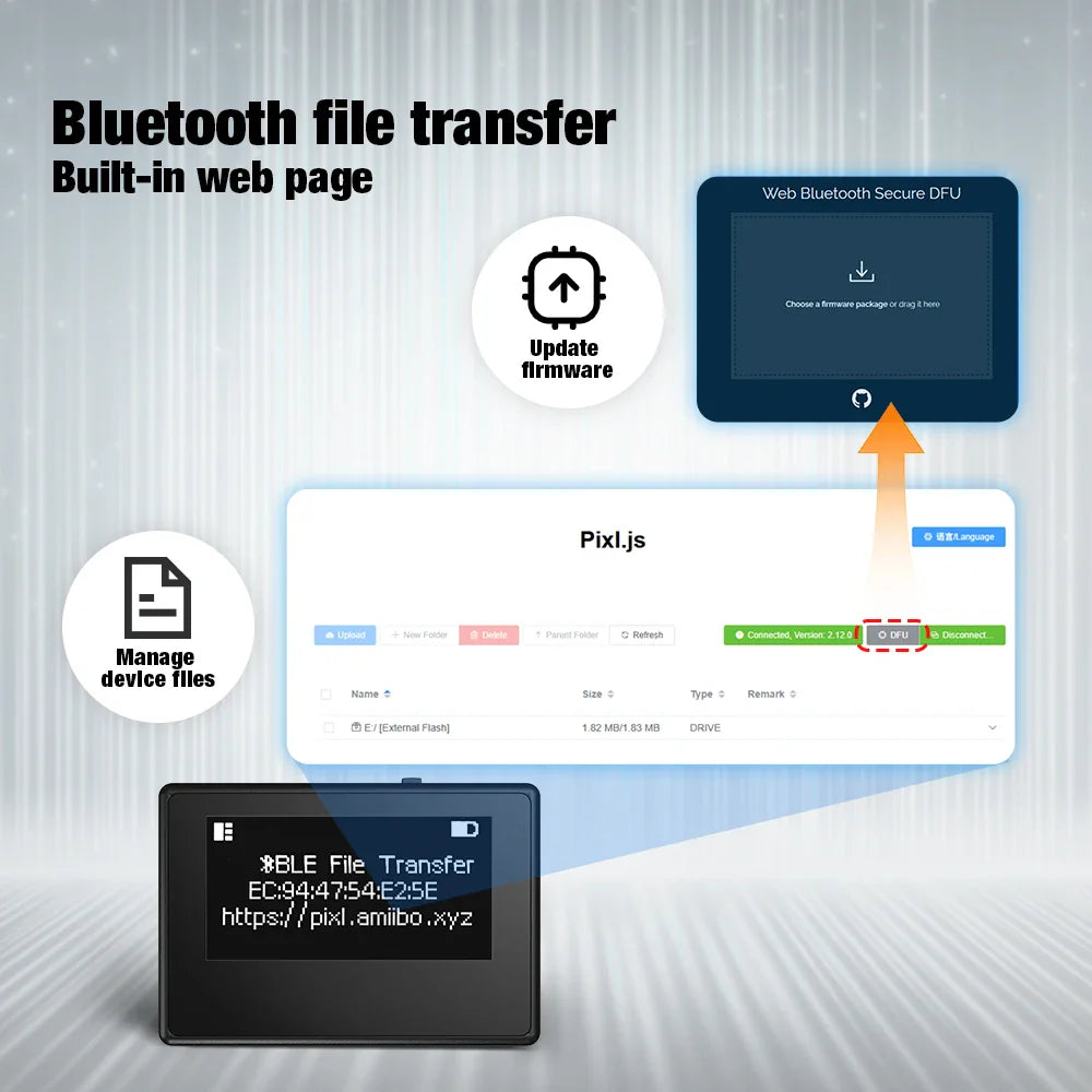 Pixl.js NFC Bluetooth Game Emulator – Compatible with Switch, Switch 2, Wii U & 3DS