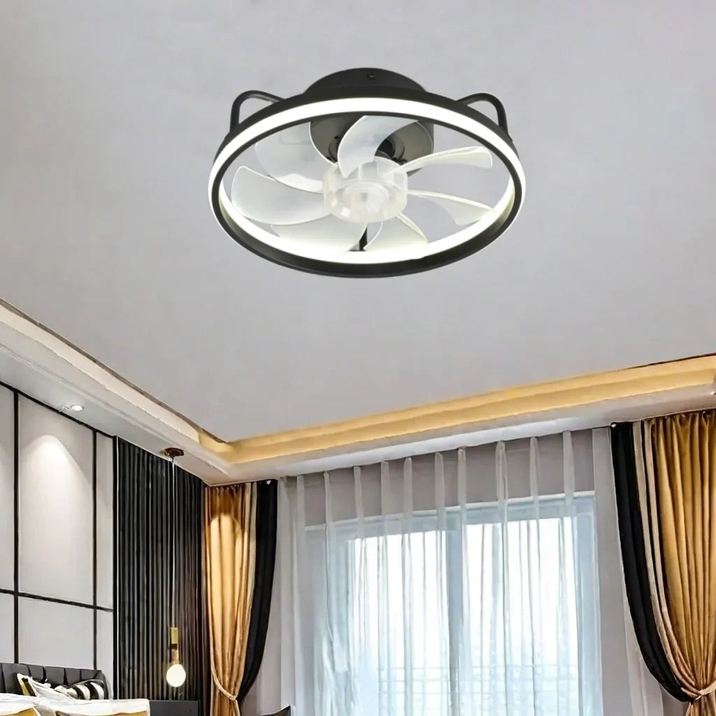 Modern LED Ceiling Fan Light with DC Motor - 6 Speed, Timer, Low Floor Attic Fan, Remote Control Decorative Light