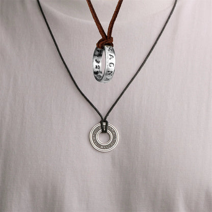 Uncharted 4 Nathan Drake Necklace — Vintage Leather Pendant Cosplay Ring Gaming Jewelry Prop