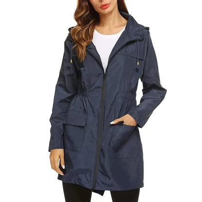 Women’s Lightweight Raincoat - Waterproof Hooded Windbreaker for Hiking & Travel