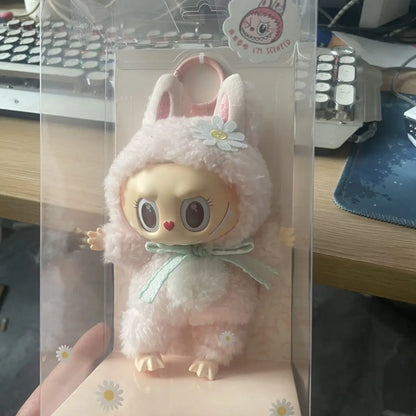 Mokoko Sweetheart Pink Labubu Doll Pendant — Cute 1:1 Replica Ornament, Christmas Gift for Kids