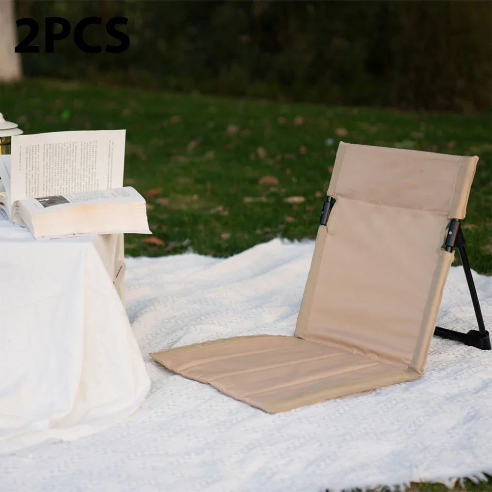 Foldable Camping Chair: Outdoor Single Lazy Chair with Backrest Cushion - Picnic, Camping, Beach Chairs for Garden or Park