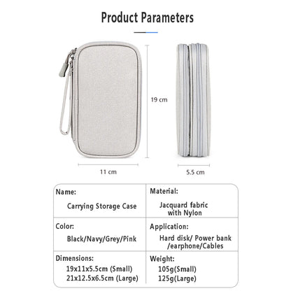 Waterproof Data Cable Storage Bag: Portable Travel Organizer with Double Layers - Carry Case for Cable Cord, USB Charger
