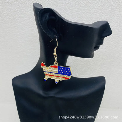 USA Flag Hat Wing Charms Earrings - Patriotic 4th of July Rainbow Flag Dangle Jewelry for Women & Girls