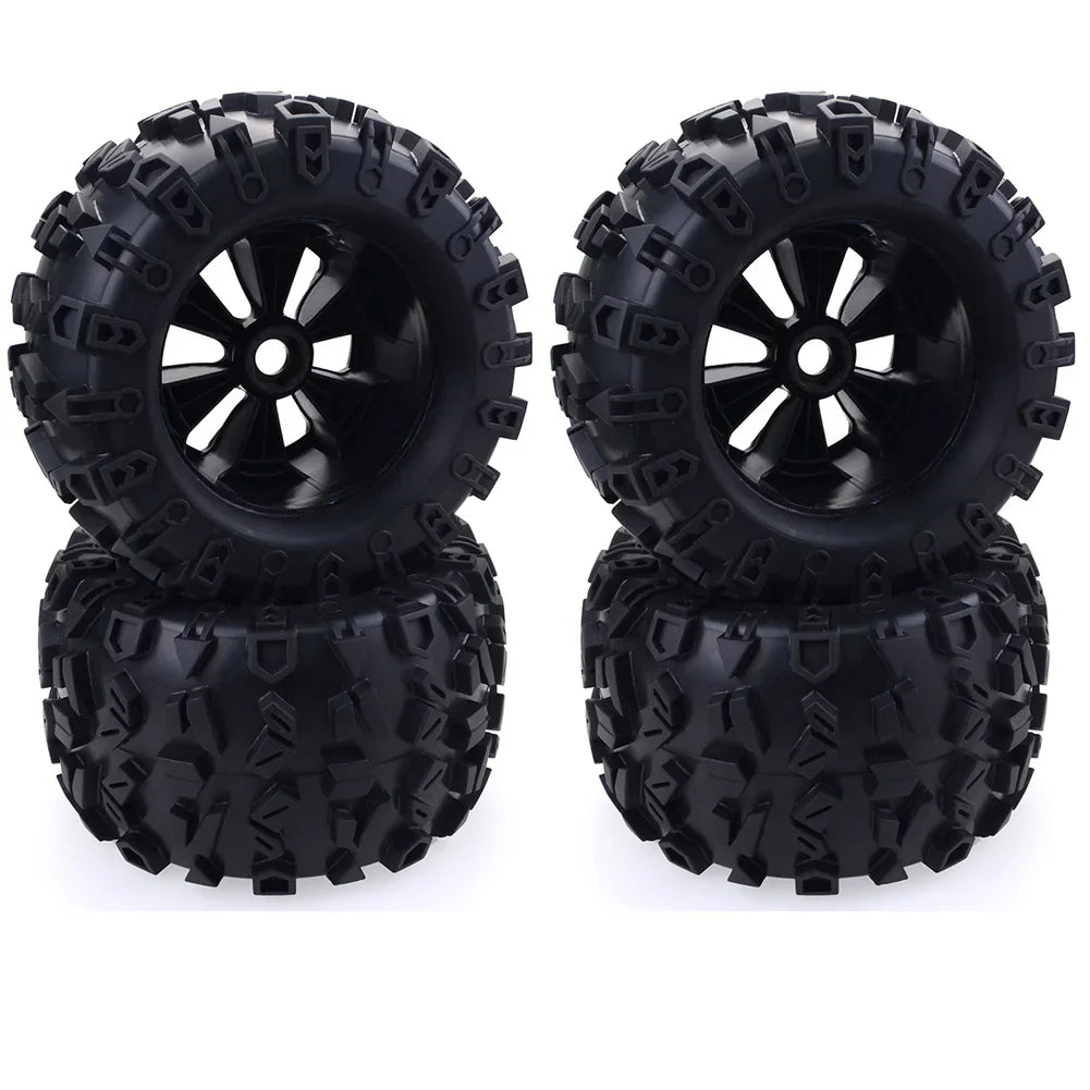 4pcs 1/8 Scale 17mm Hex RC Truck Tires & Wheels Set – Glued for Traxxas Maxx, Tmaxx, E-Revo, Revo 3.3, JLB Cheetah Monster
