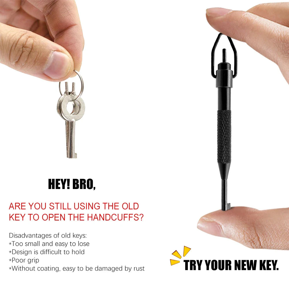 AK-01B Rotating Handcuff Key — High Carbon Steel & Aluminum Alloy with Key Ring, Universal Police Handcuff Key