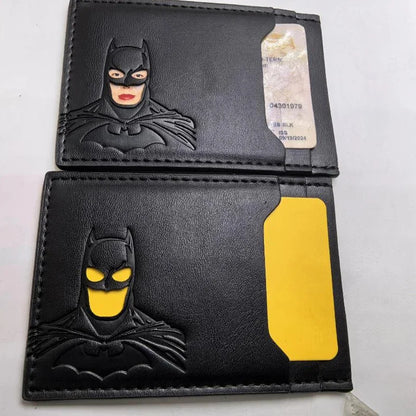 Leather Bat Wallet — Personalized Superhero Mask Card Holder, Bat ID Heroic Wallet Gift