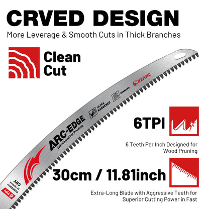 EZARC 9''/12''/15'' Reciprocating Saw Blades 6TPI Arc Tooth – Heavy Duty Pruning Blades for Tree Trimming & Wood Cutting Tool Accessories