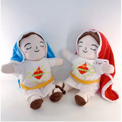 Maria Blue Breathing Jesus Doll – Remote Control Light & Music Toy, Easter & Christmas Gift for Boys and Girls