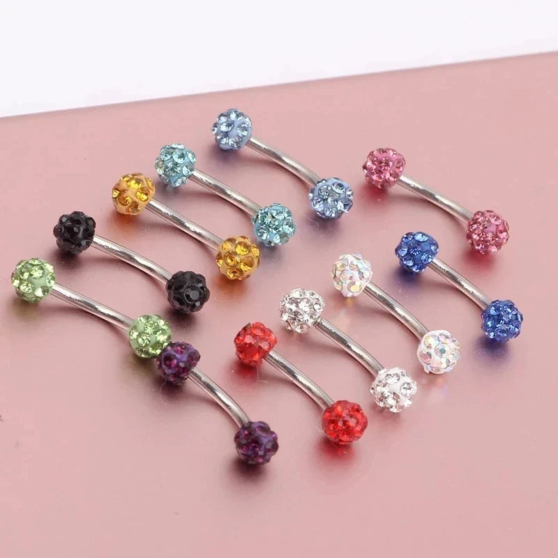 Crystal Curved Barbell Piercing Earrings – Daith, Helix, Tragus & Cartilage Body Jewelry Stud Ring